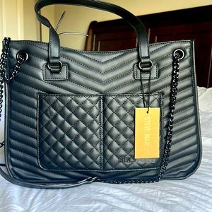 STEVE MADDEN BLACK BPIERCE QUILT handbag